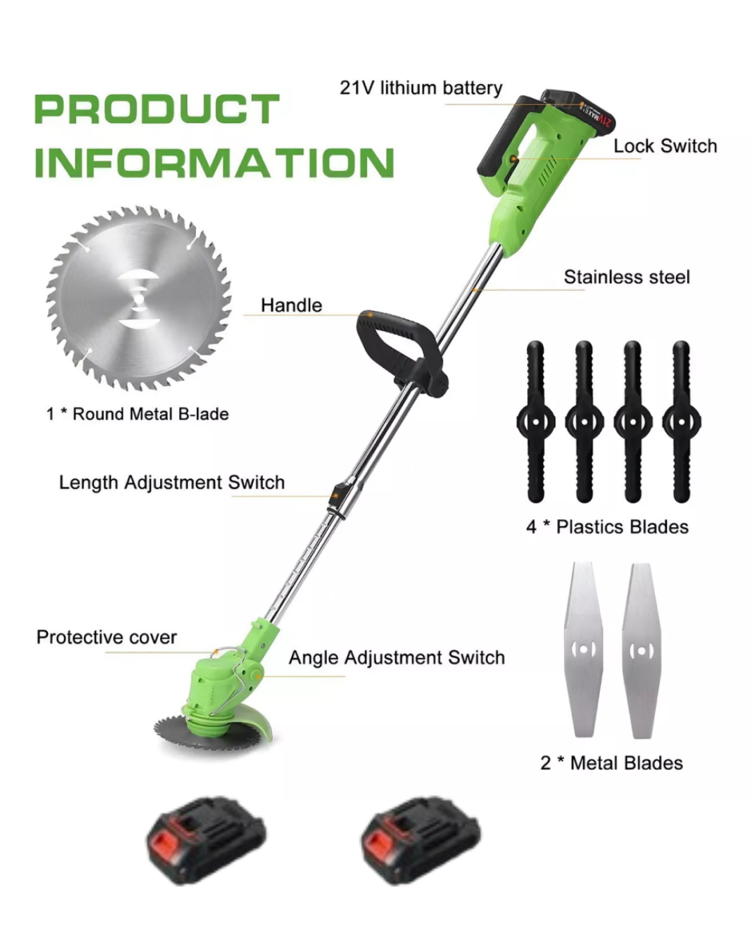 Podadora Cortador Cesped Inalambrica 2 baterías