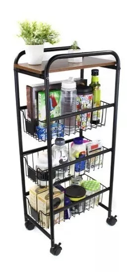 Estante Organizador Bandejas Movil 4 Nivles