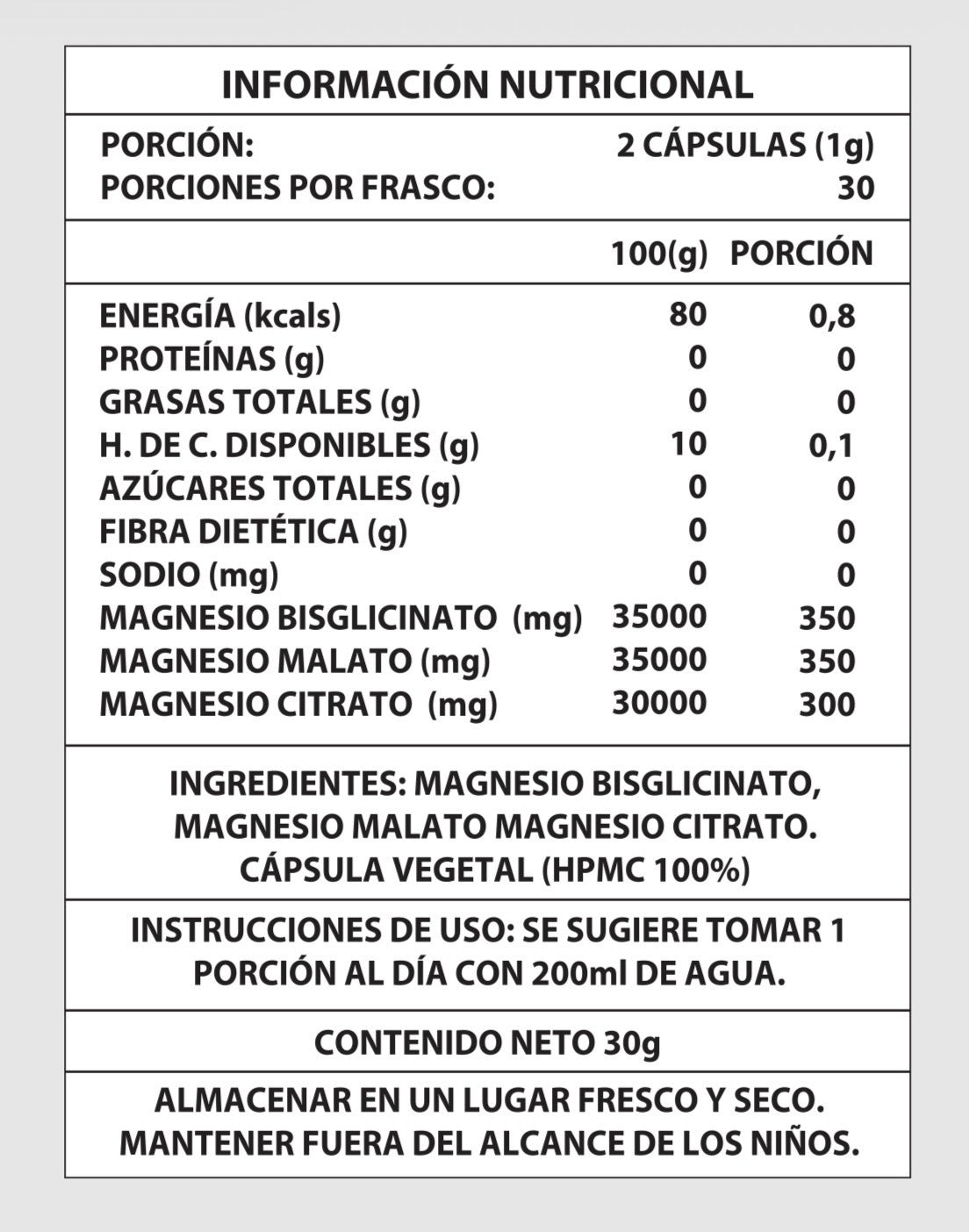 Magnesio Complex 1000mg 60caps - Bisglicinato + Malato + Citrato